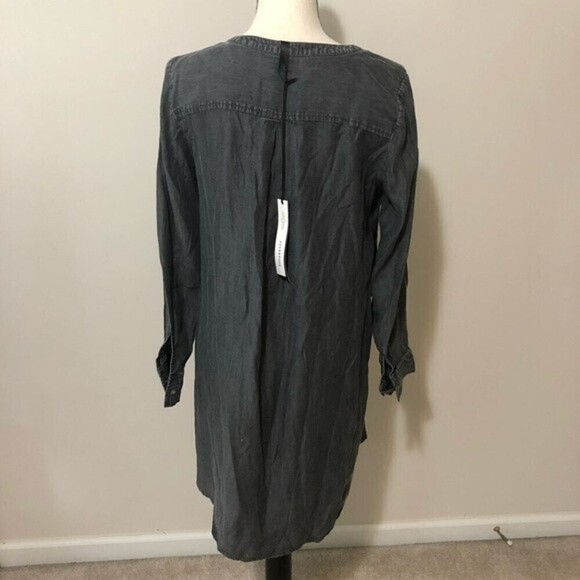 Liverpool Black Chambray High Low Tunic Top Boho Vibes Small Long Sleeve New - Picture 6 of 9